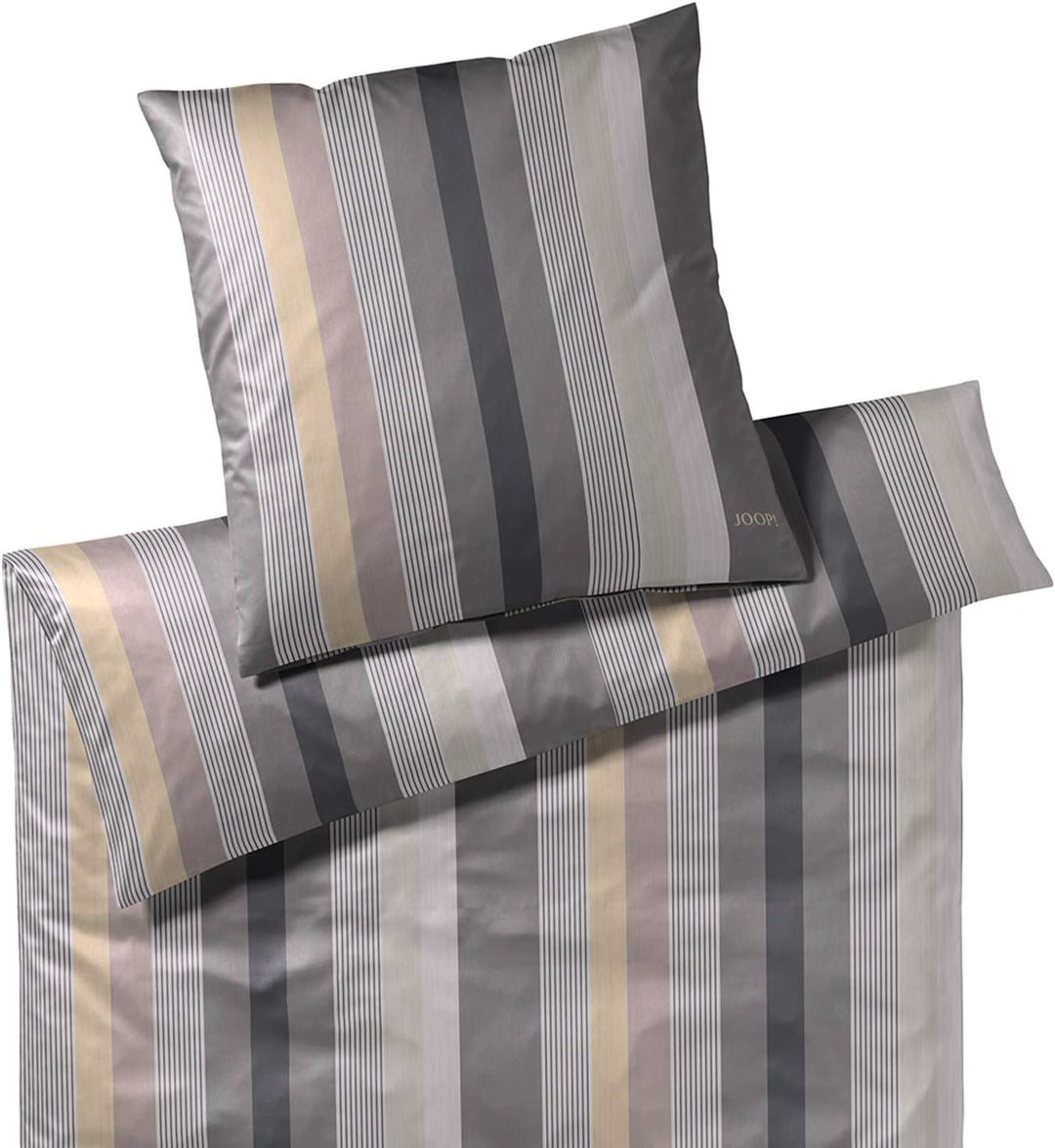 Joop! Bettwäsche Stripes Stone 1 Bettbezug 155 x 220 cm + 1 Kissenbezug 80 x 80 cm, 1 Bettbezug 155