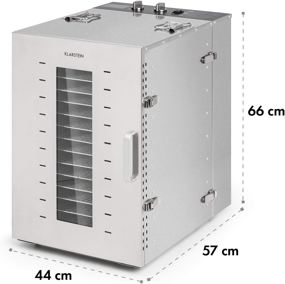 Klarstein Master Jerky - Dörrautomat, Dehydrator stufenlos regelbare Temperatur von 40-90 °C, 15h-Ti