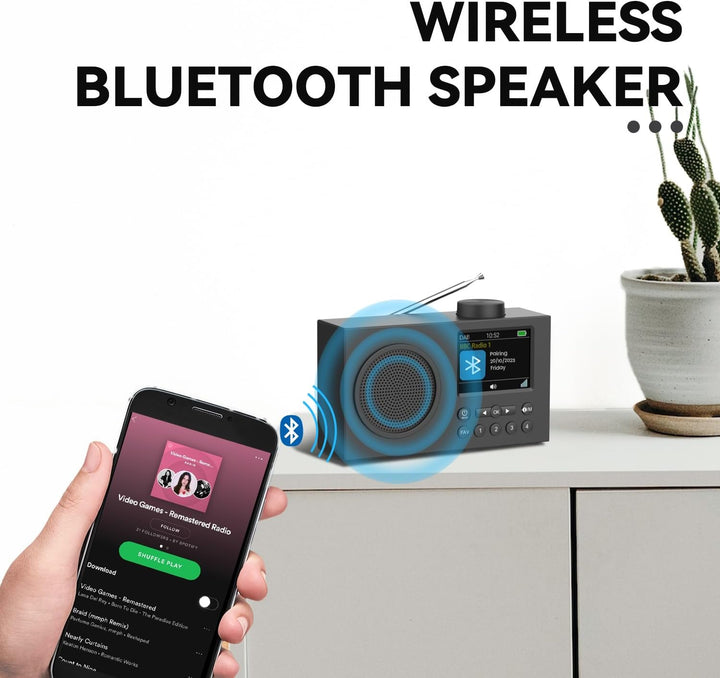 DAB Radio mit Bluetooth, DAB Plus Radio mit 3" Grosses TFT Display, Rechargeable Dab+ Radio Klein, K