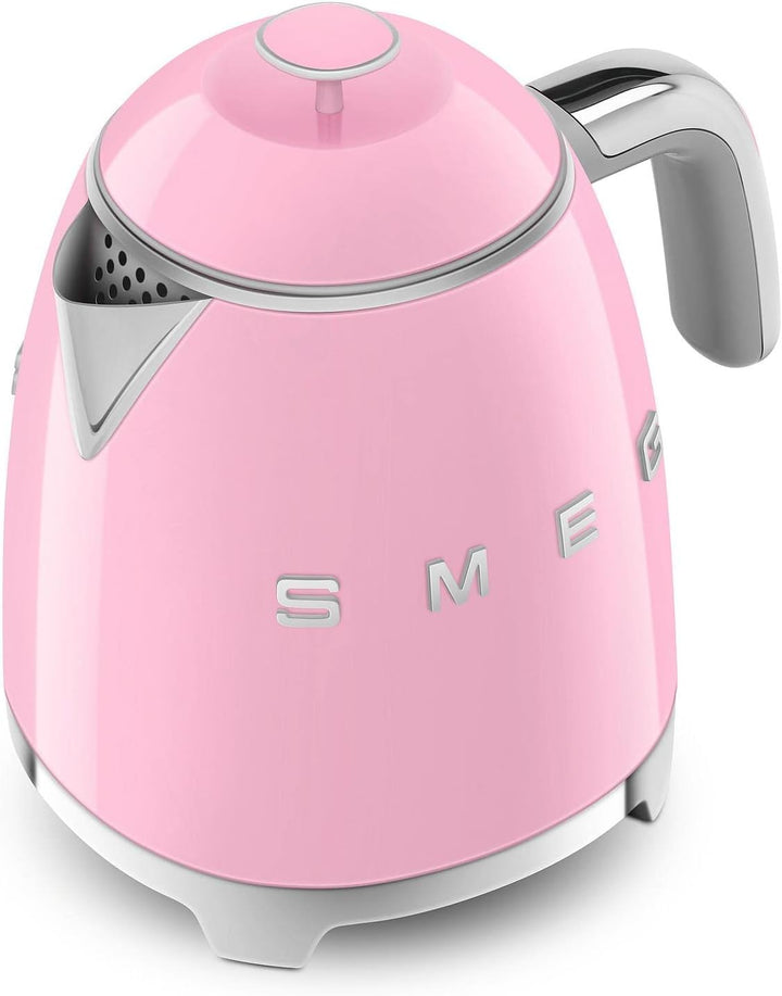 Smeg, Kleiner elektrischer Wasserkocher KLF05PKEU 0,8 L, Edelstahlfilter, Sicherheitsautomatik, Wass