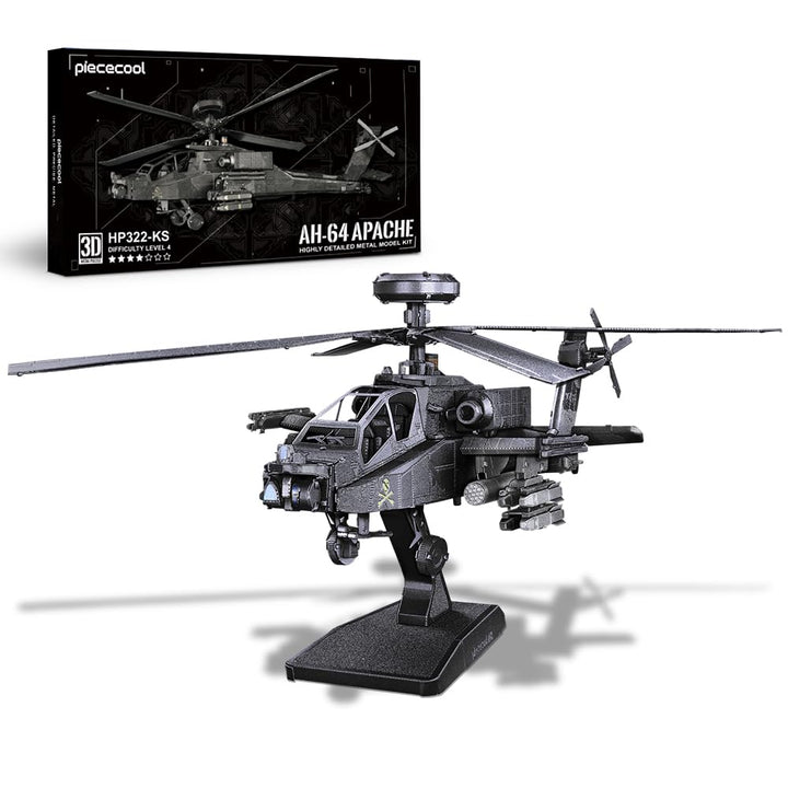 Piececool 3D Puzzle Metall, Ah-64 Apache Hubschrauber für Modellbausatz Erwachsene, 3D-Puzzles zu Ba