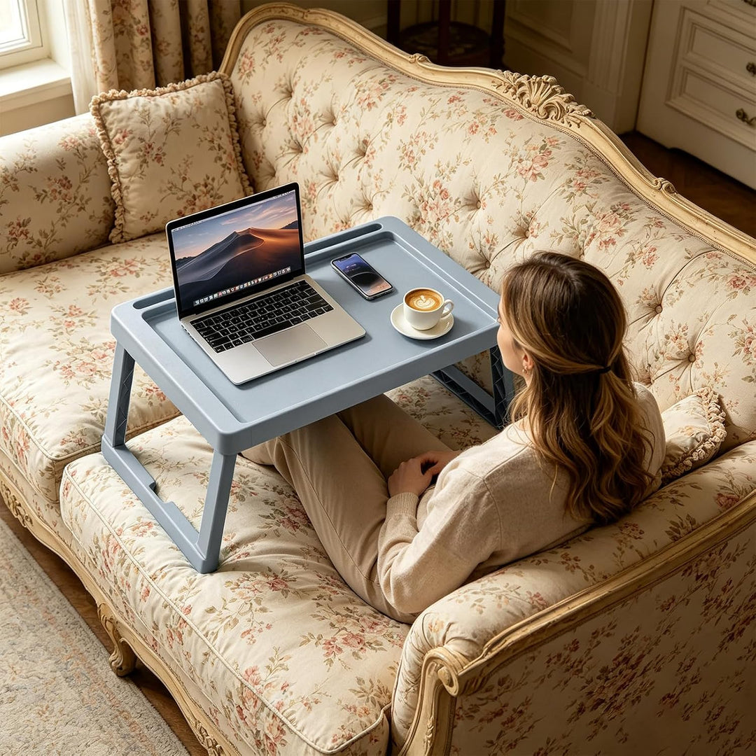 Klappbares Betttablett – geeignet für Küche, Schlafzimmer, Bett, Sofa – Farbe: Grau