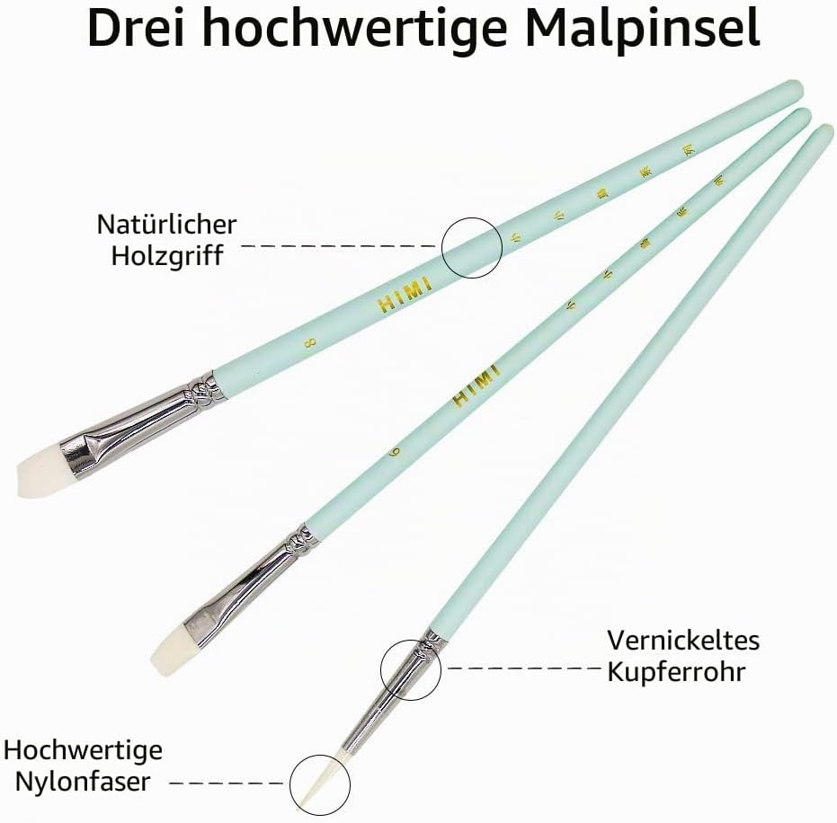 HIMI Gouache-Farbenset, 24 Farben x 30 ml, einzigartiges Geleebecher-Design mit 3 Malpinseln und ein