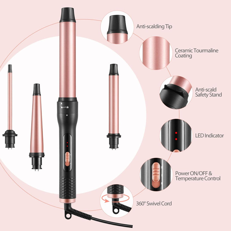 Haglater Lockenstab 4 in 1 Multifunktions Austauschbare Keramikbeschichtung Curling Iron, Lockenstäb