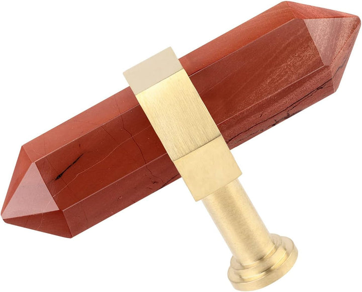 mookaitedecor Satz von 2 Roter Japer Sechseck Double Kristall Punkte Schublade Knöpfe mit Schrauben,