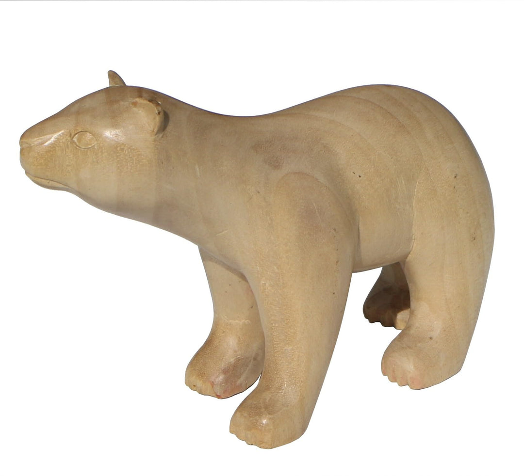 Eisbär-Figur - Handarbeit aus Krokodil-Holz geschnitzt als Geschenk-Idee für Bären-Fans zur Deko Bär