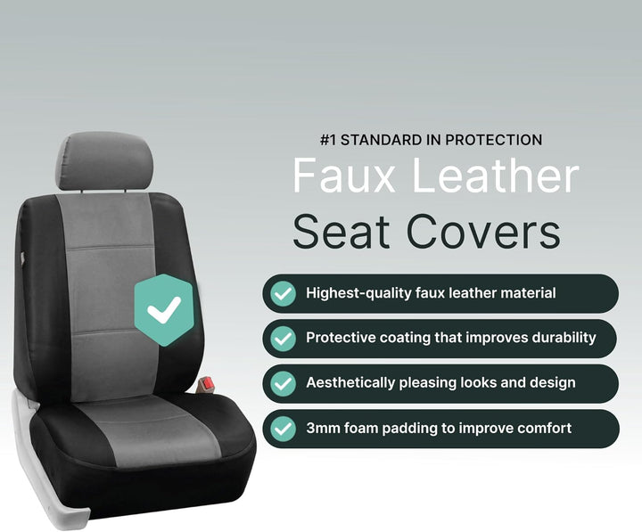 FH Group PU001GRAYBLACK102 Universal Fit Front Set Grau/Schwarz Autositzbezüge, passend für die meis