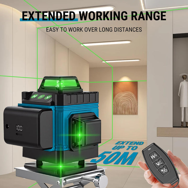 VOBOR Kreuzlinienlaser mit Stativ, 16 Line Laser Wasserwaage Selbstnivellierend IP54, 360° Rotations