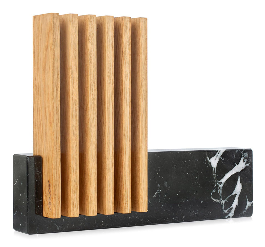 Arcos Petra Messerhalter – aus Kalkstein und Holz – 28 x 36 x 7 cm – Kapazität für 6 Messer (Messer