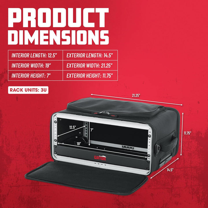 GATOR-Koffer Gestell 19" GR 3 U aus verstärktem Nylon mit Rädern 3 U Casters, 3 U Casters