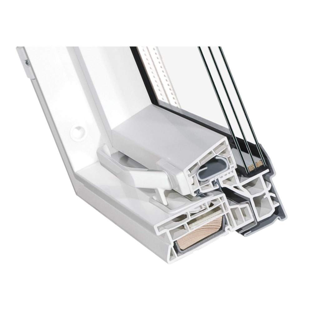 Kunststoff Dachfenster 55x98 cm OptiLight Energie mit 3-fach Verglasung, Lüftungsblende und Eindeckr