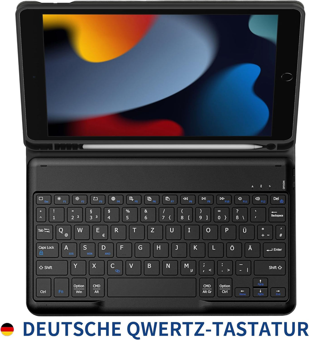 EasyAcc Tastatur Hülle Kompatibel mit iPad 10.2 Zoll 9. / 8. und 7 Generation mit Schutzfolie, [QWER