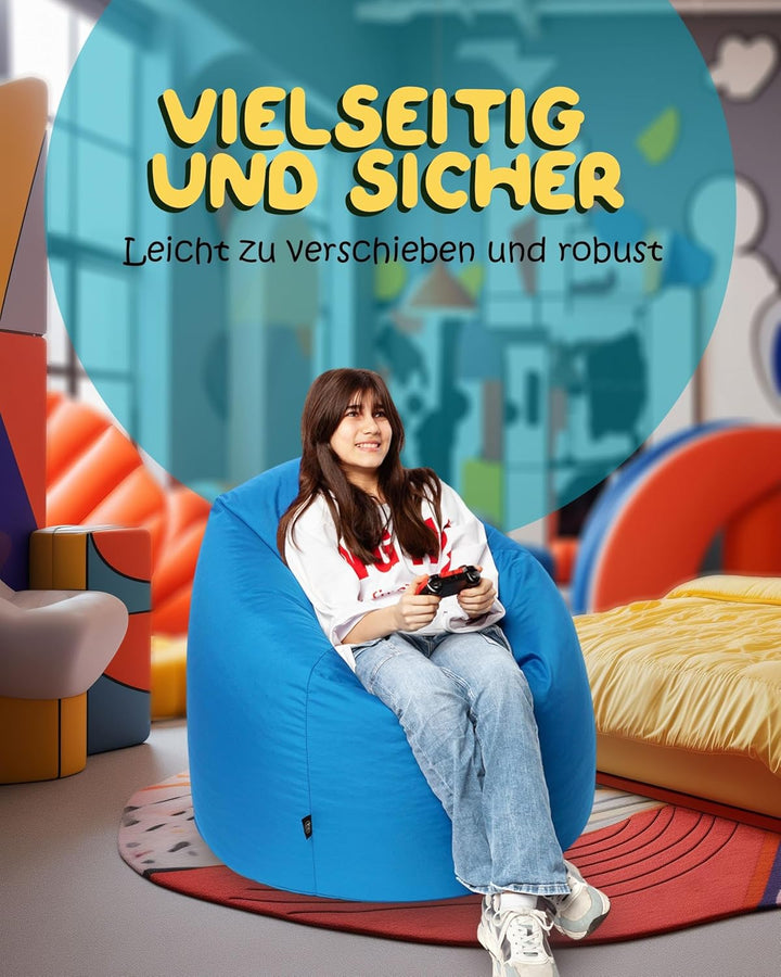 PATCH HOME Patchhome Sitzsack Tropfenform mit Reissverschluss Nachfüllbar - für In &amp; Outdoor - mit S