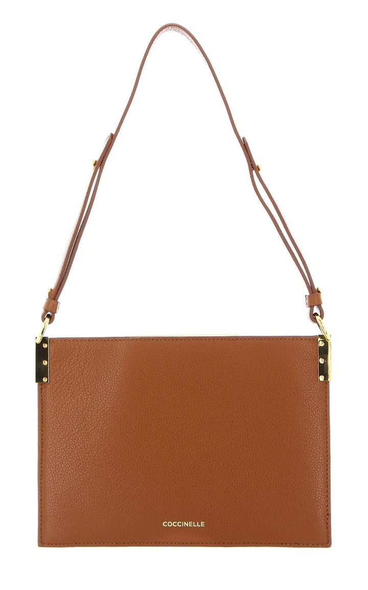 Coccinelle Delices Canvas Flat Shoulder Bag Natural/Caramel