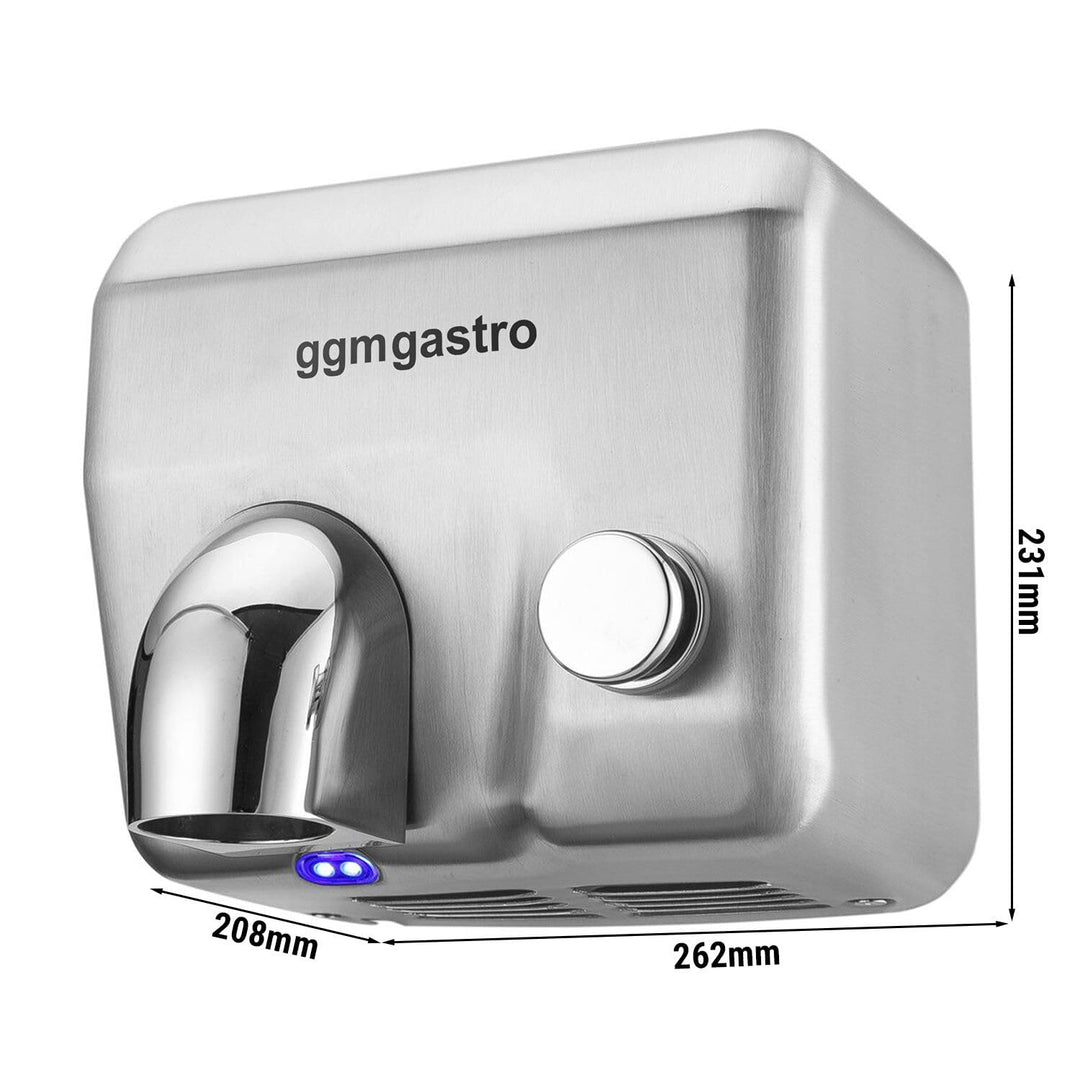 GGM Gastro | EHTDKE15#SET2 | (2 Stück) Edelstahl Händetrockner mit Druckknopf - Matt