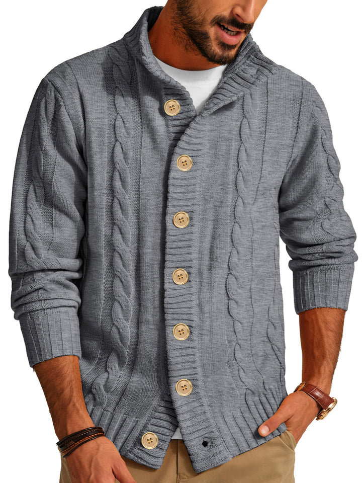 PJ PAUL JONES Herren Strickjacke mit Knopfverschluss Zopfmuster Strickjacke Cardigan mit Gerippter S