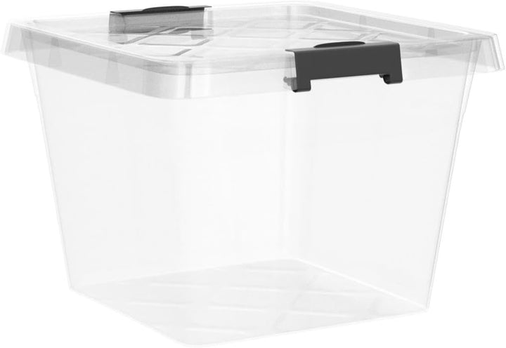 ATHLON TOOLS 4x 32 L Aufbewahrungsboxen mit Deckel, lebensmittelecht - Verschlussclips - 100% Neumat