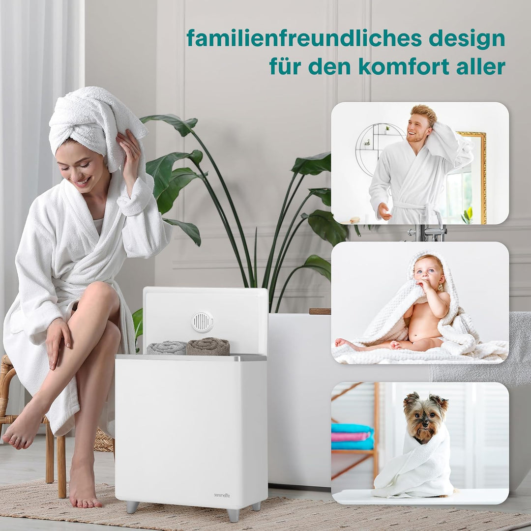 SereneLife Handtuchwärmer Eimer 20L Elektrisch Stehend Silber – Smart Handtuchtrockner mit WiFi App