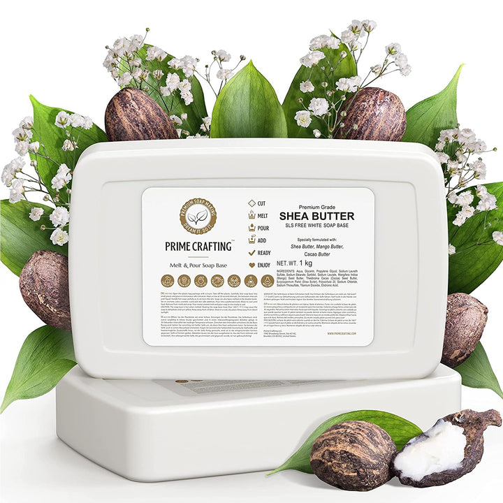 1kg BIO Sheabutter Seifenbasis zur Seifenherstellung - SLS &amp; SLES Frei - Glycerinseife Rohseife zum