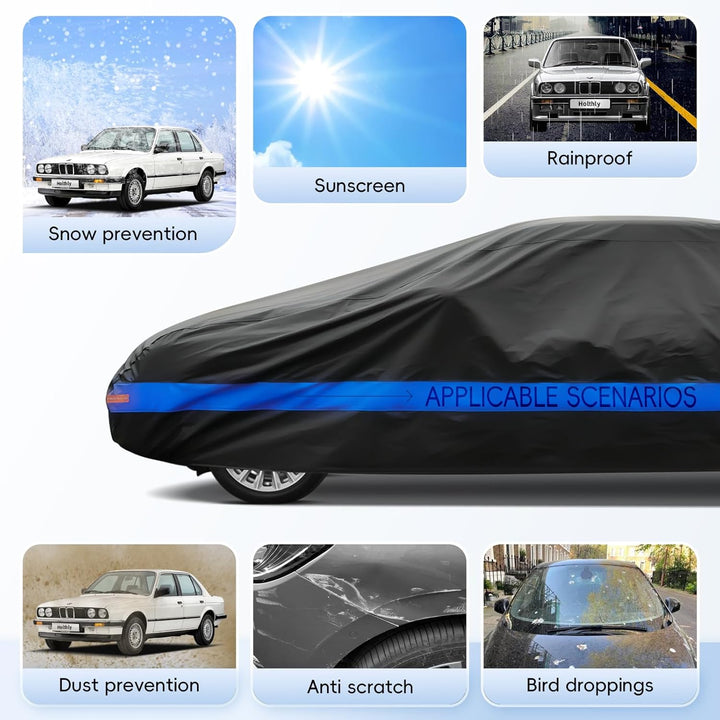 Holthly Autoabdeckung Wasserdicht Atmungsaktiv,Auto-Abdeckplane für Vollgarage,Regen,Sonne,Staub und