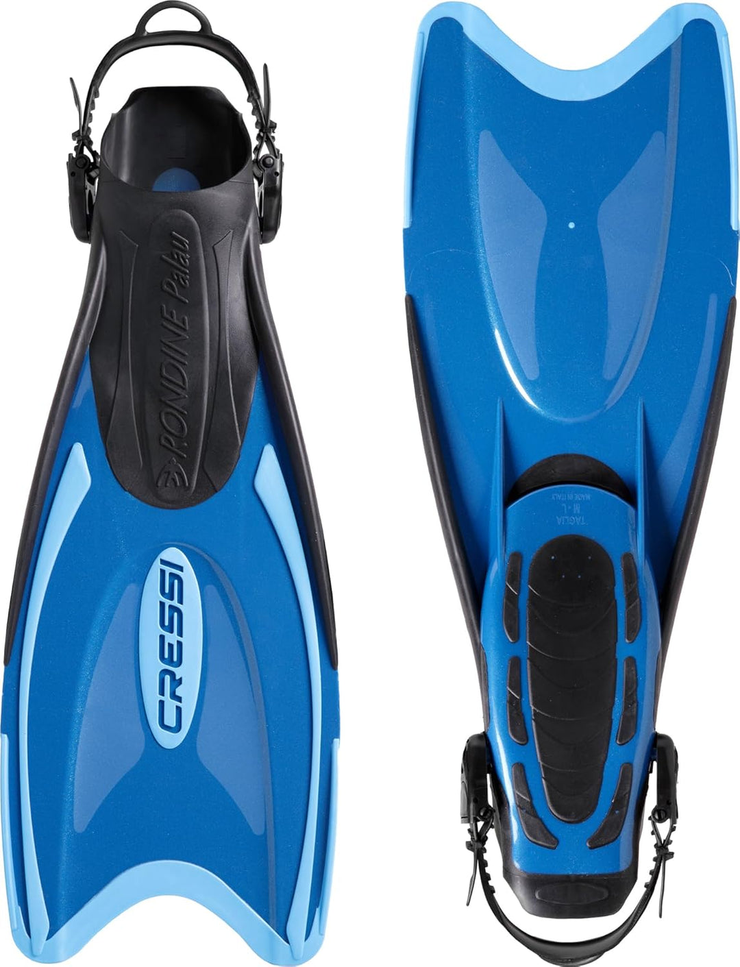 Cressi Palau Saf Fins Einstellbare Kurze Flossen zum Schwimmen und Schnorcheln Blau/Azurblau Lange F