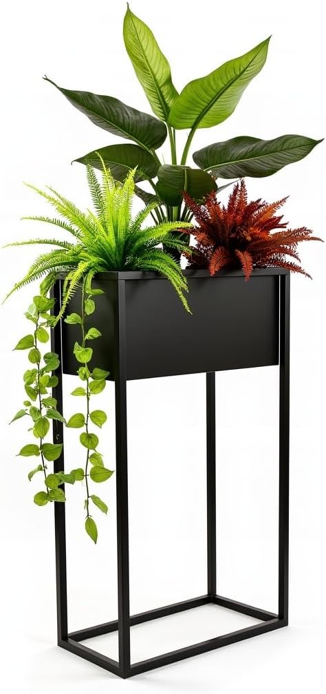 Pflanzenständer Petto - 40x21x60cm - Farbe Schwarz - für Zimmerblumen - Metallregal - Dekorativer Ti