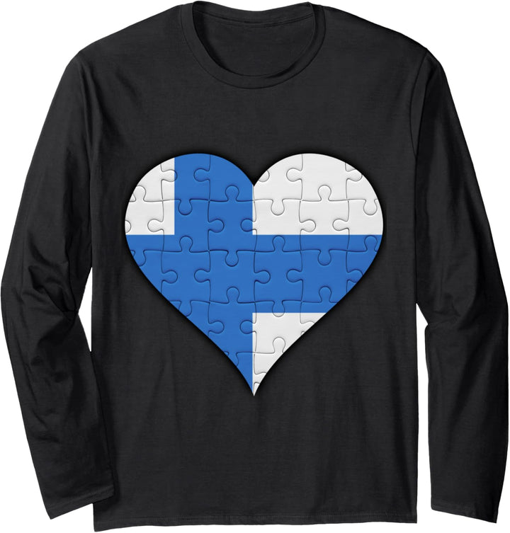 Finnland Finnische Flagge Herz Langarmshirt