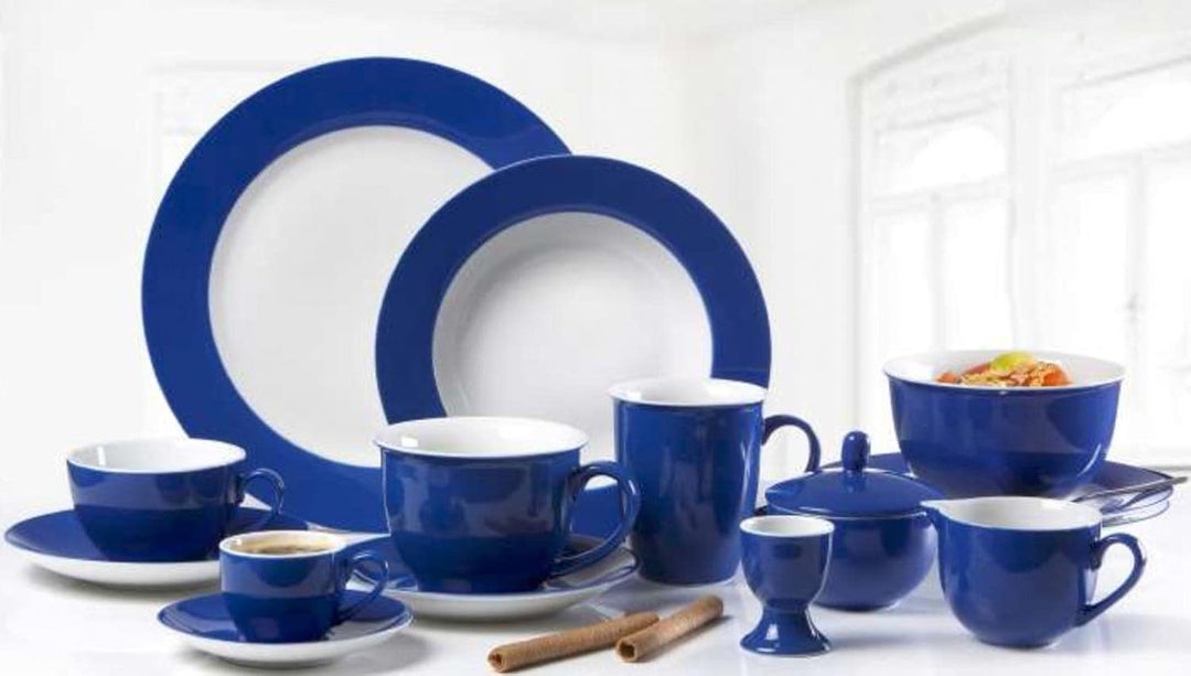 Ritzenhoff & Breker Doppio Suppenteller, 6er Set, Teller tief mit farbigem Rand, Essteller, Porzella