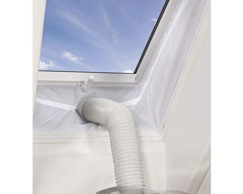 Fensterabdichtung für Mobile Klimageräte mit 400cm Umlaufmass, Klettband & Reissverschluss, UV-bestä