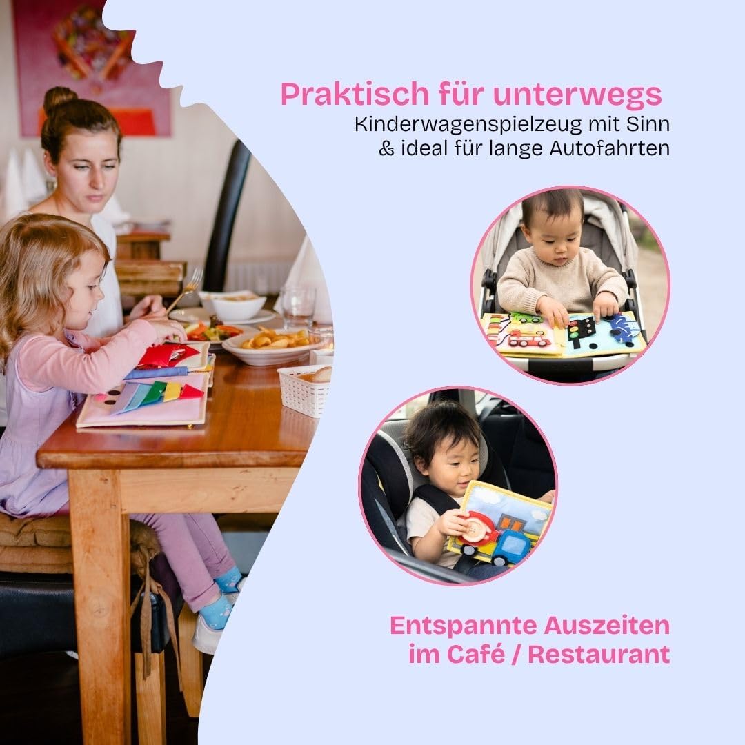 Jolly Designs Mini Quiet Book Mein erster Bagger – Montessori Spielzeug ab 18 Monaten – Busy Book &