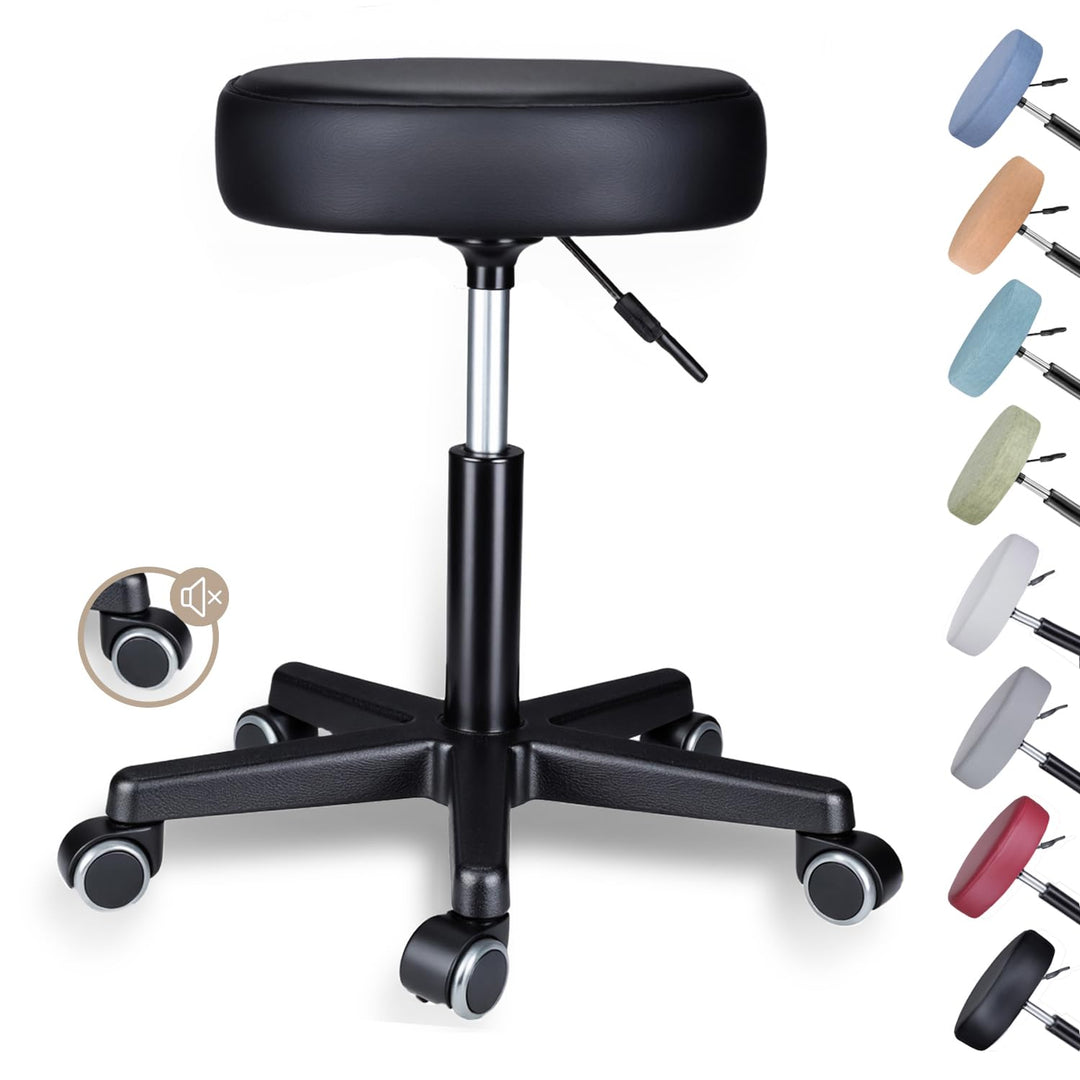 Zedelmaier Rollhocker höhenverstellbar, Bürohocker mit Gummirollen, 360° drehbar Hocker mit Rollen &