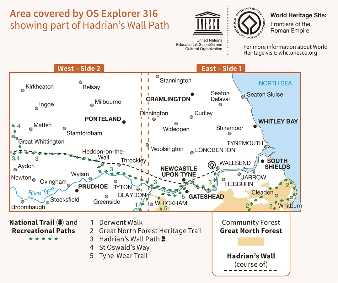 Newcastle Upon Tyne (OS Explorer Map, Band 316), Karte