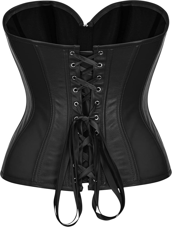 KUOSE Damen Body Shaper Dessous Gothic PVC Kunstleder Corsage Mieder Top Schwarz S Schwarz-1, S Schw
