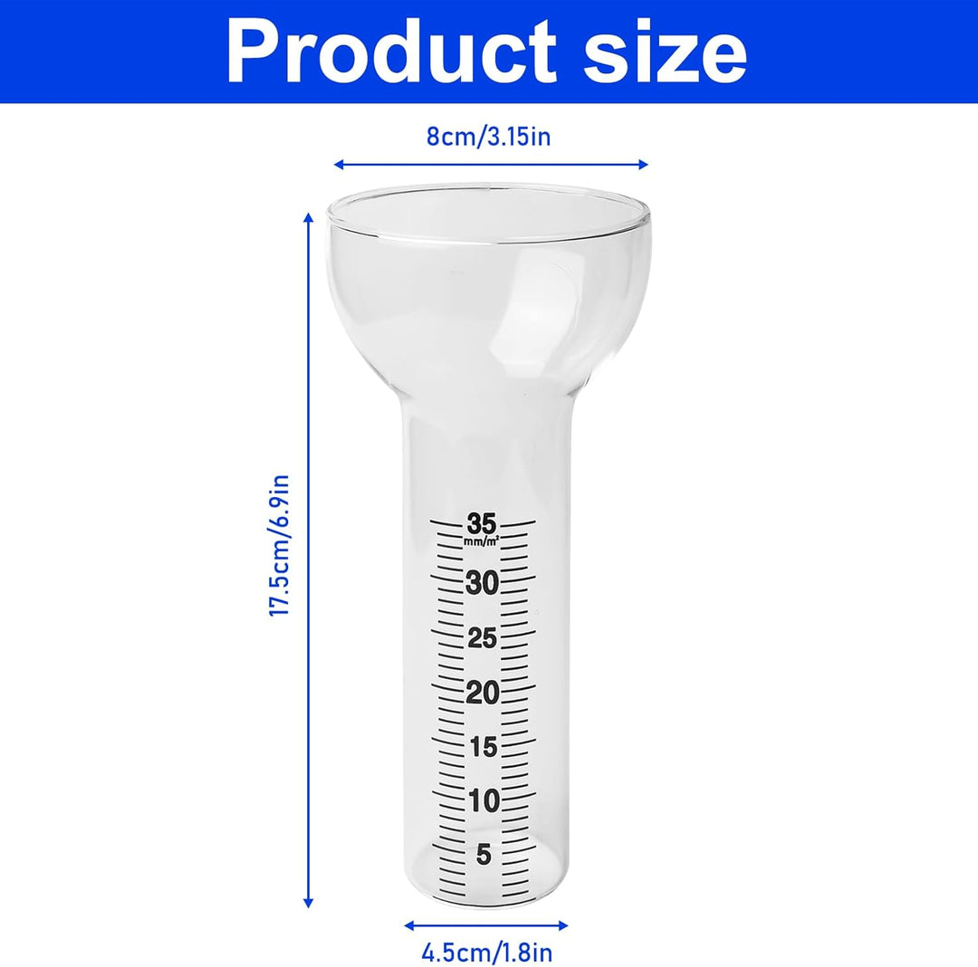 2 Stück Regenmesser: 35 mm Trichterförmige Regenmessgeräte, Glas-Regenmesser mit klarer Skala, Outdo