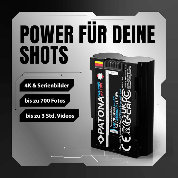 PATONA Platinum NP-W235 Kamera-Akku Pack 2400mAh - Kompatibel mit Fujifilm GFX50s II GFX-100S GFX-10
