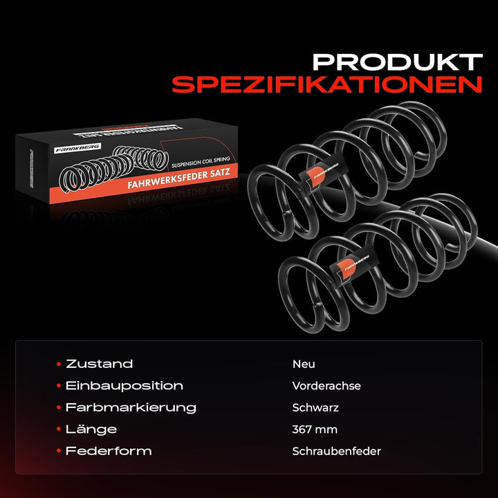 Frankberg 2x Federn Fahrwerksfeder Vorne Kompatibel mit S60 II 134 Stufenheck 2.0L 2010-2015 V60 I 1