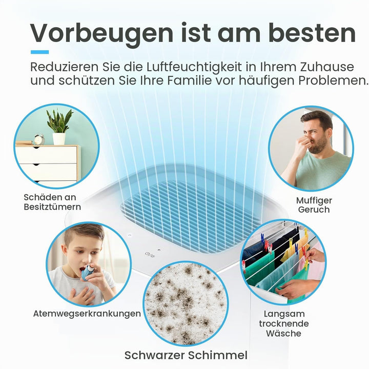 Pro Breeze Luftentfeuchter 1000ml mit Zeitschaltuhr und Nachtlicht - Luftentfeuchter elektrisch gege