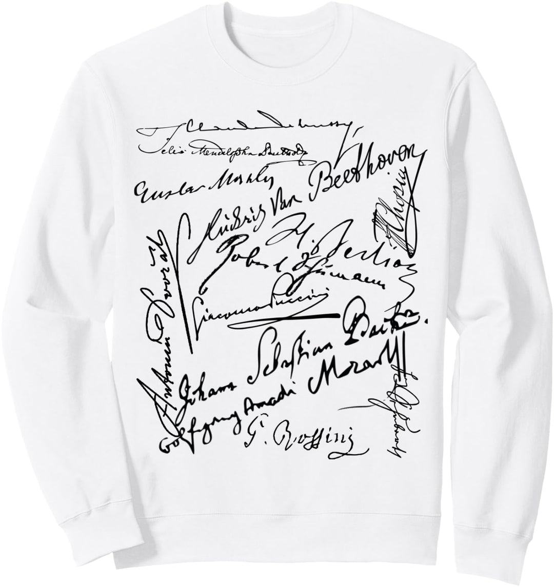 Komponist Signaturen Bach Beethoven Mahler Mozart Rossini Sweatshirt