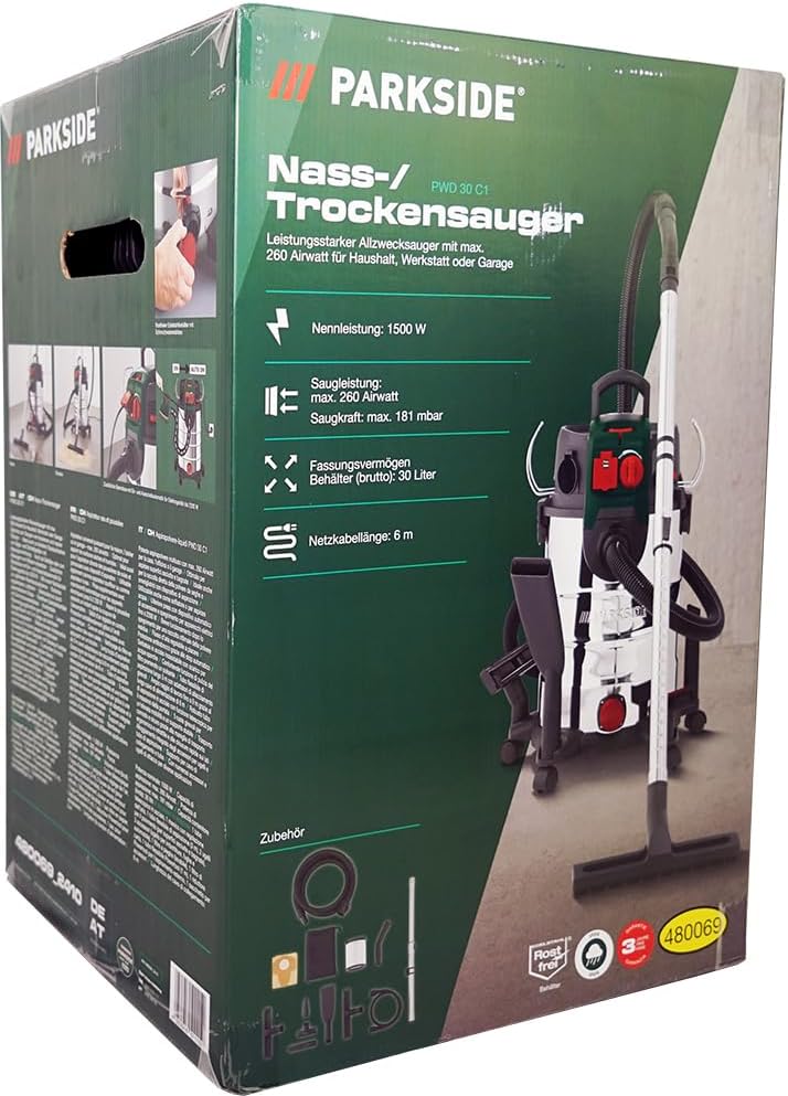 HEADNMORE® Bundle - Parkside® Nass-/ Trockensauger PWD 30 Staubsauger +Schlüsselanhänger