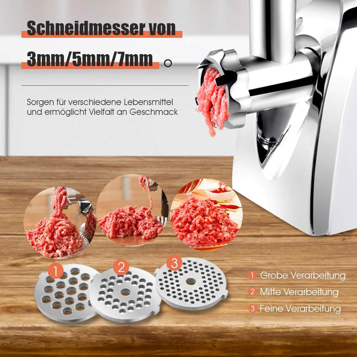 COSTWAY Elektrischer Fleischwolf Wurstmaschine Wurstfüller mit Wurstaufsatz / 1200W / Metallgetriebe