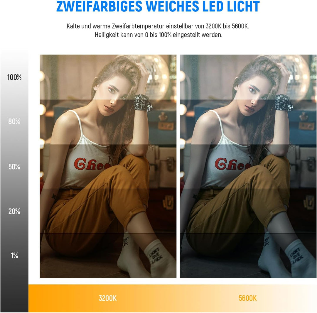 NEEWER 13" LED Videolicht Panel Set mit Stativ, Streaming Licht mit Lithium Akku 2er Pack weiches LE