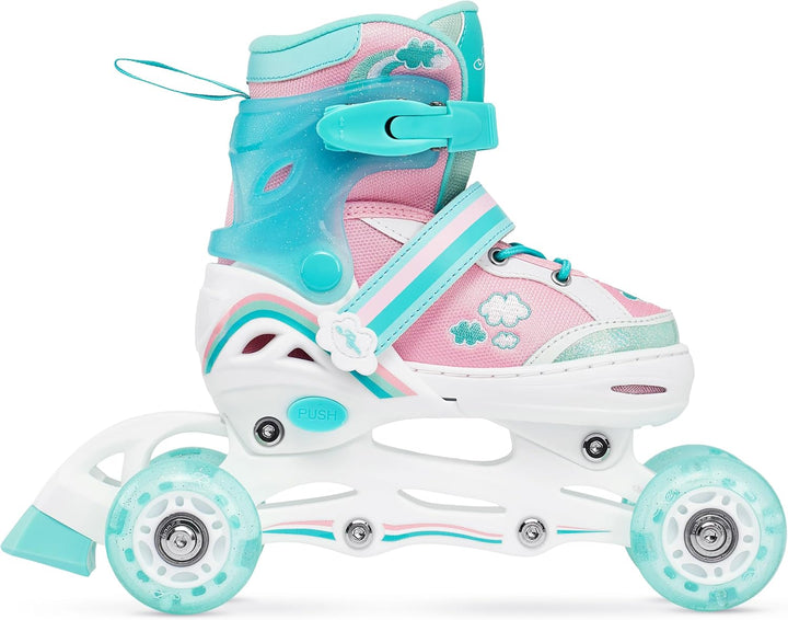 RAVEN 4in1 Inline Skates Triskates Rollschuhe Schlittschuhe Inliner für Kinder Mädchen verstellbar G