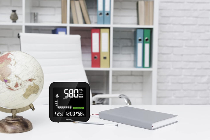 Technoline WL1025 CO₂ Messgerät mit Display – Luftqualitätsmonitor mit CO2 Sensor (400–5000 ppm), Te