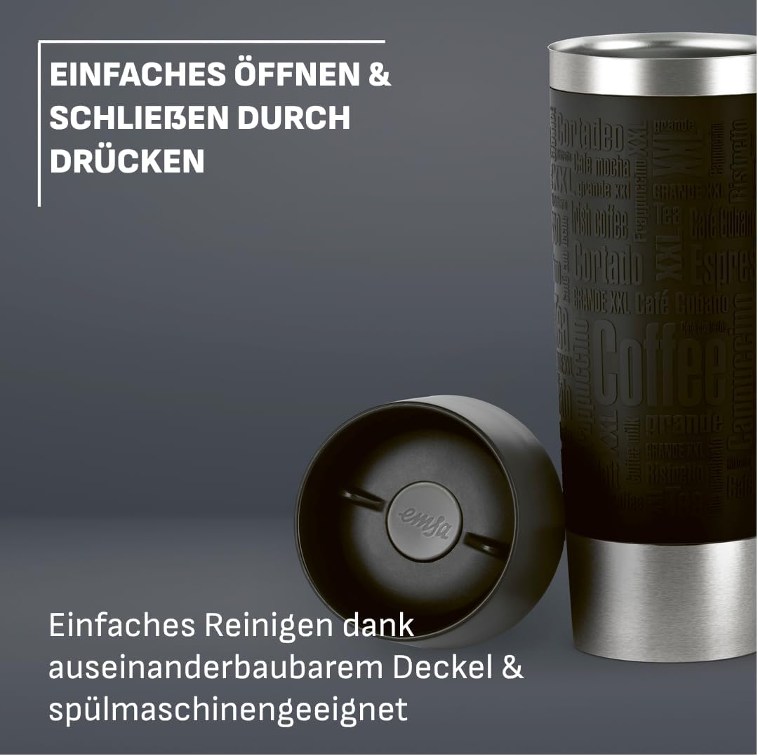 Emsa 515615 Travel Mug Classic Grande | Thermobecher | Isolierbecher | 500ml | hält 6h heiss, 12h ka