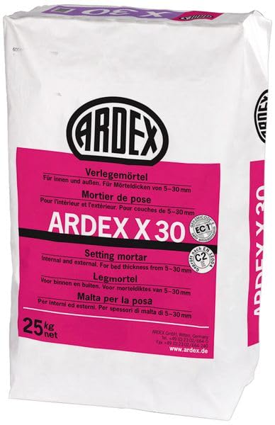 ARDEX X 30 Verlegemörtel 25 kg - Für die Verlegung von feuchtigkeitsunempfindlichen und formstabilen