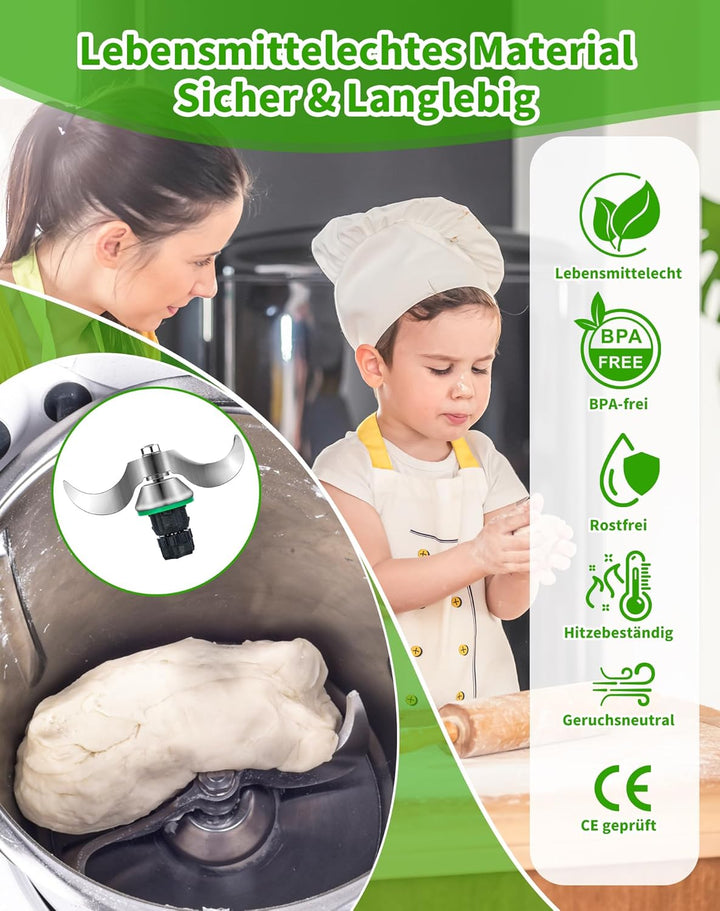 Teigmesser kompatibel mit Vorwerk Thermomix TM5 TM6 TM7 – Edelstahl Mixmesser Ersatzteil für Vorwerk