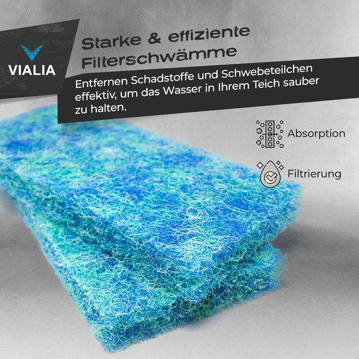 VIALIA Japanmatten 2er Set in blau, Ersatzteil für CBF-350B Kammerfilter, Biomatte zur groben Filter