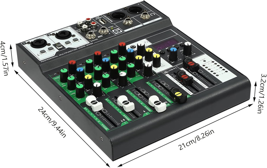 TaNeHaKi DJ Mixer 4 Kanal Sound Mixer Bluetooth Audio Mixer 4 Kanal Musikmixer Bluetooth Mini Audio