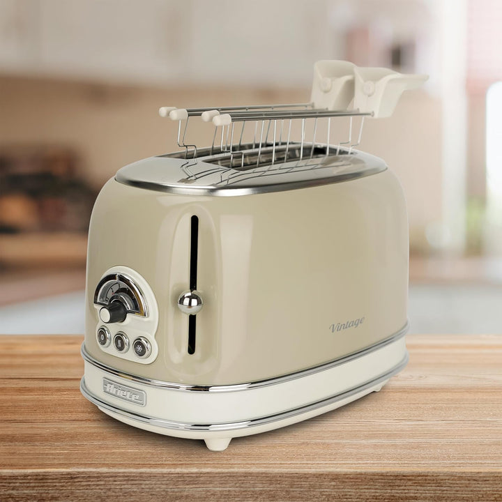 Ariete Vintage 155, 2-Scheiben-Toaster, Retro Toaster mit 6 Toaststufen, Automatischer Auswurf, Auft
