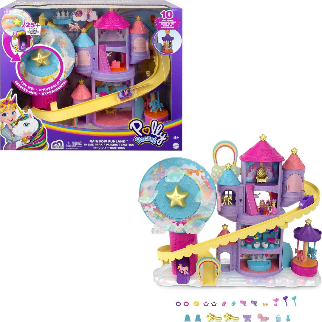 Polly Pocket Pollyville Regenbogen-Einhornspass Freizeitpark